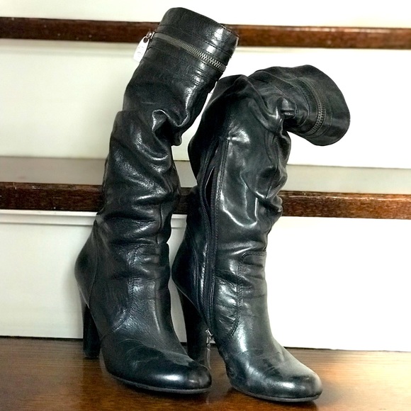 Guess black heeled, leather boots - Picture 1 of 5